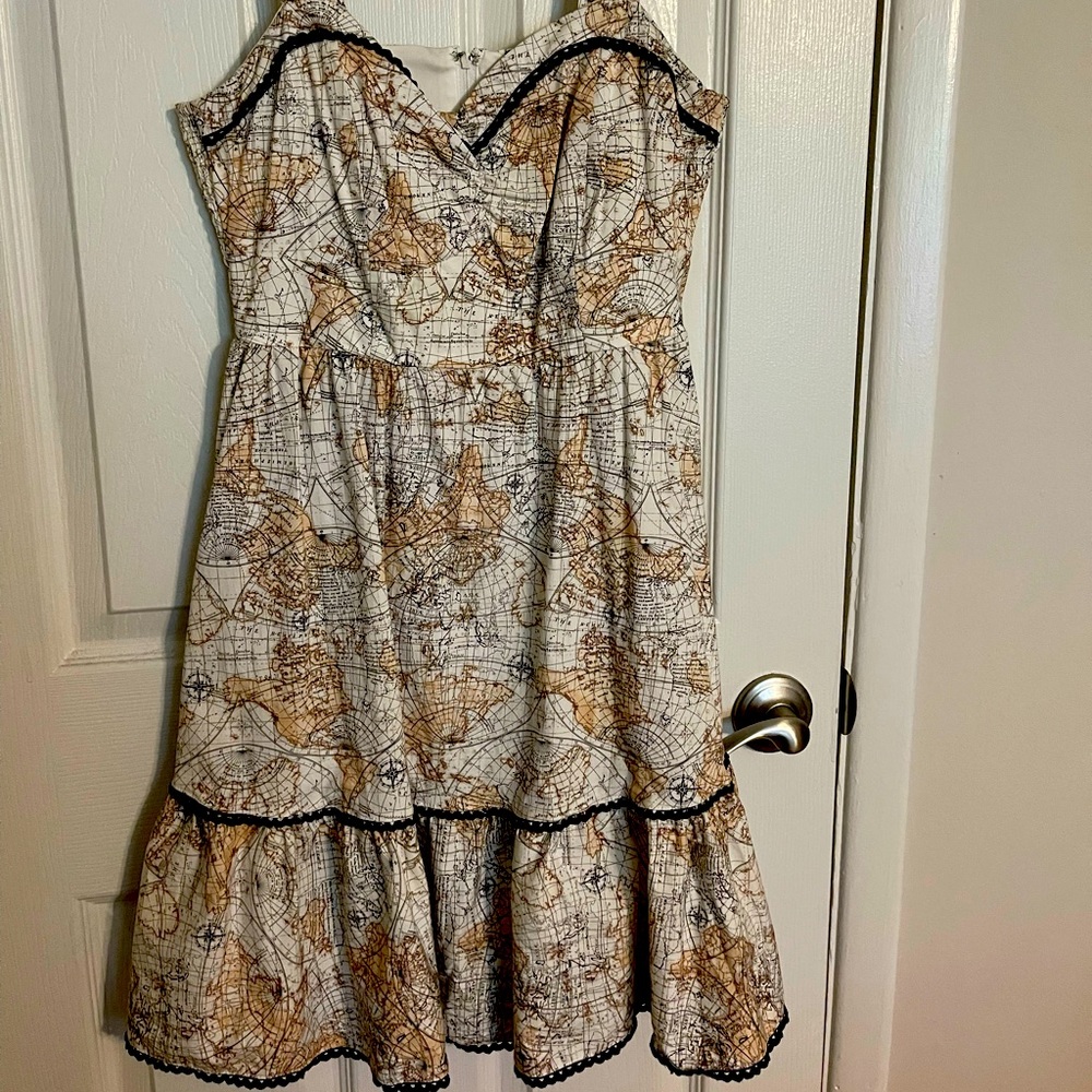 Adorable cotton map dress. Pirate chic.